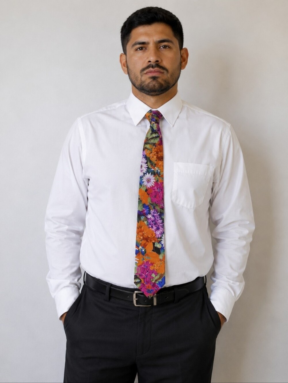 Vintage Floral Multicolor Men's Tie 58"